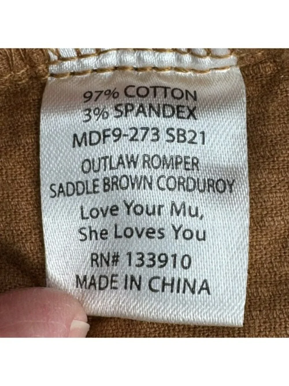 Show Me Your Mumu Outlaw Romper Womens Medium Brown Corduroy Braided Zip Front - Picture 9 of 10